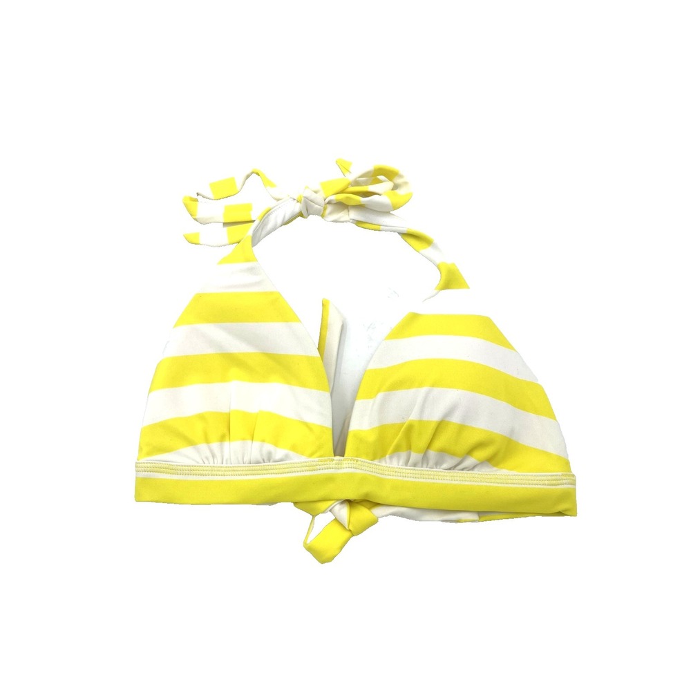 Victoria's Secret Pink Bikini Triangle Top Striped Yellow White Small